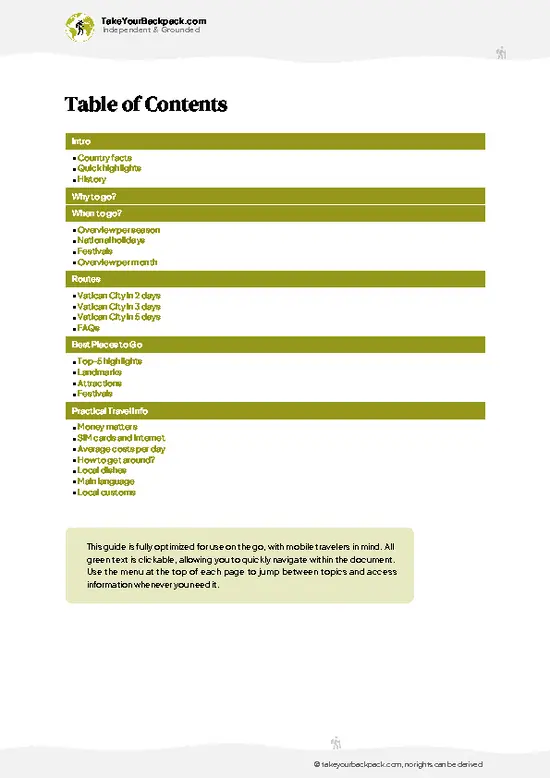 example page 2 from our offline Travel Guide for Vatican City State